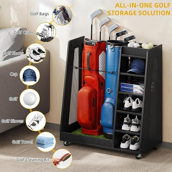 Premium Wooden Golf Bag Organizer